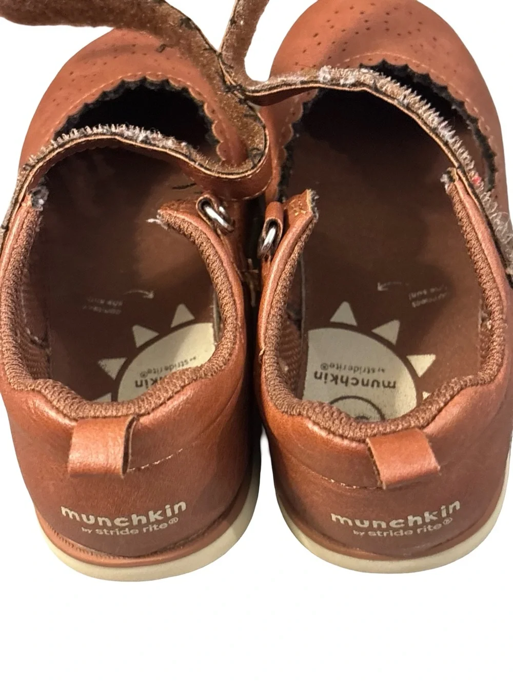 Stride Rite Munchkin Cognac brown Mary Jane Hook-and-Loop Girls Shoes Size 10